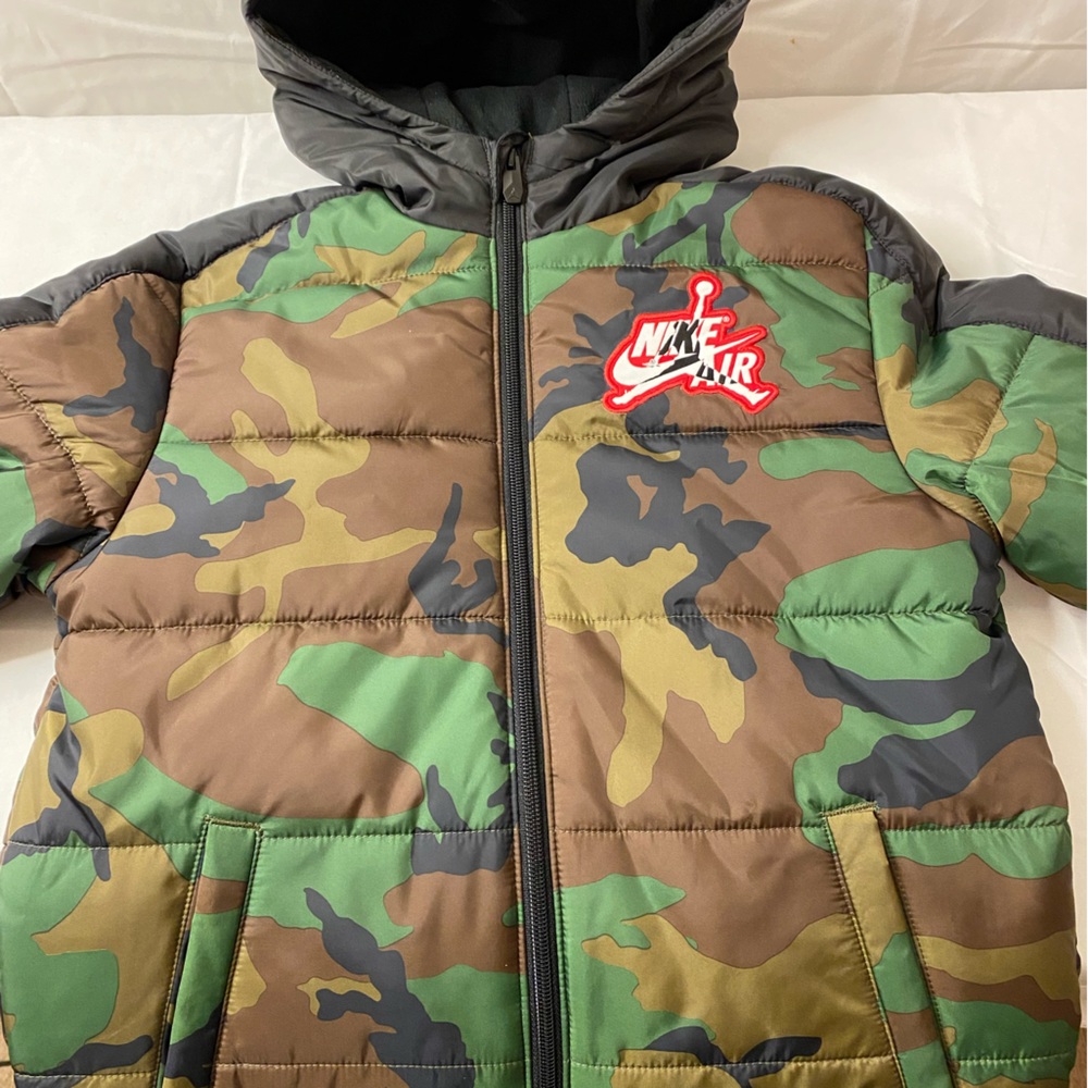 Boys Olive Canvas Nike Air Jordan Puffer Jacket Coat